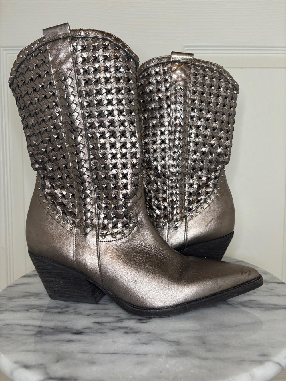 GOLO REVERSE WOVEN SHAFT WESTERN FASHION BOOTS - SNIP TOE